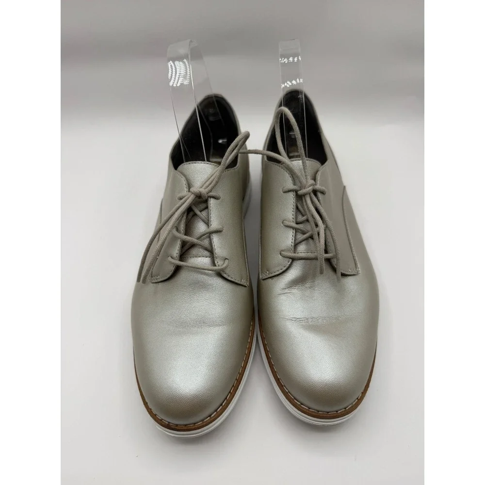 Cole Haan OriginalGrand Oxford Womens 9.5B Silver Metallic Leather W18483